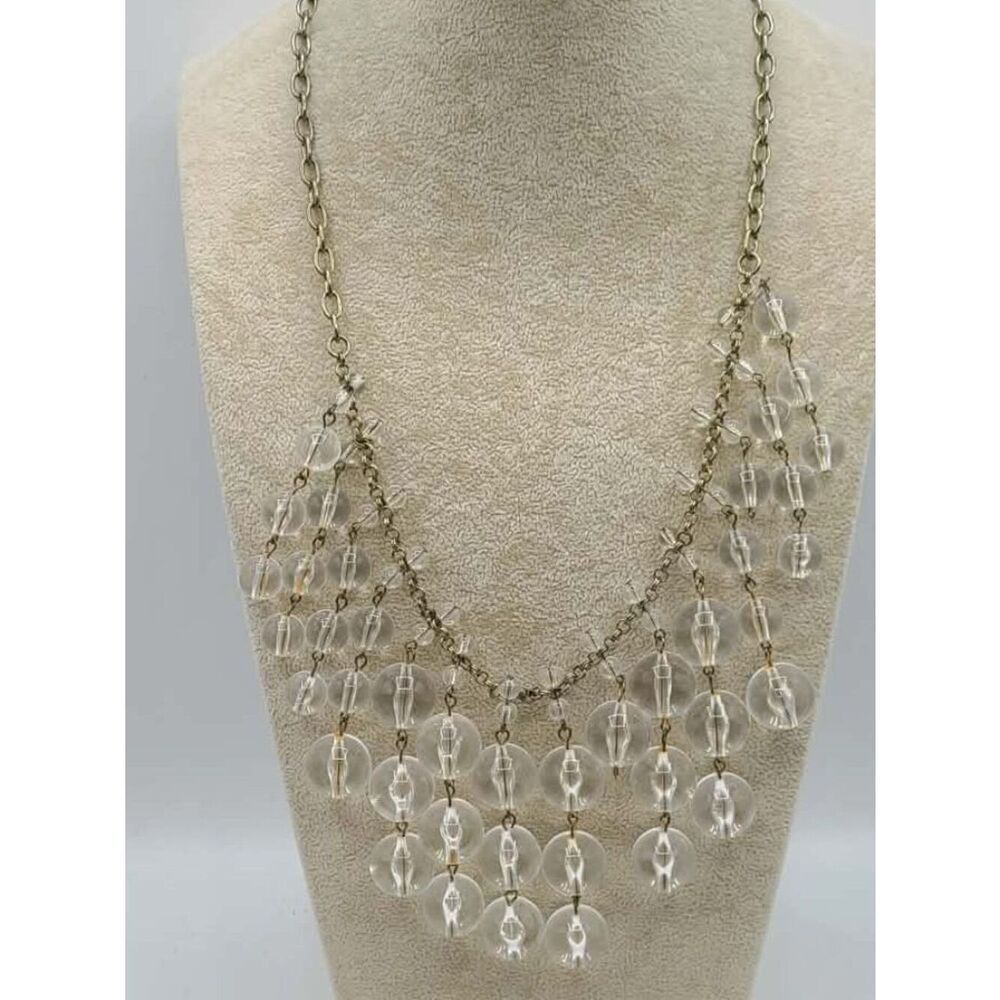 J Crew Clear Bauble Cascade Necklace